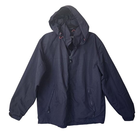 Lands' End Men's Hooded Jacket L 42-44 Navy Waterproof Windbreaker Korea Made - Picture 1 of 7